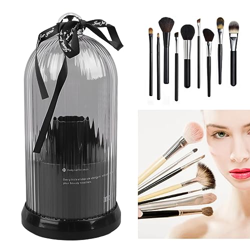 DADEA Make-up-Pinselhalter mit Deckel, 360 Drehbar, Make-up-Pinsel-Organizer für Den Schminktisch, Staubdicht, Wasserdicht, Organizer für Make-up-Pinsel, Mehrzweck-Aufbewahrungsbecher für(Schwarz) von DADEA