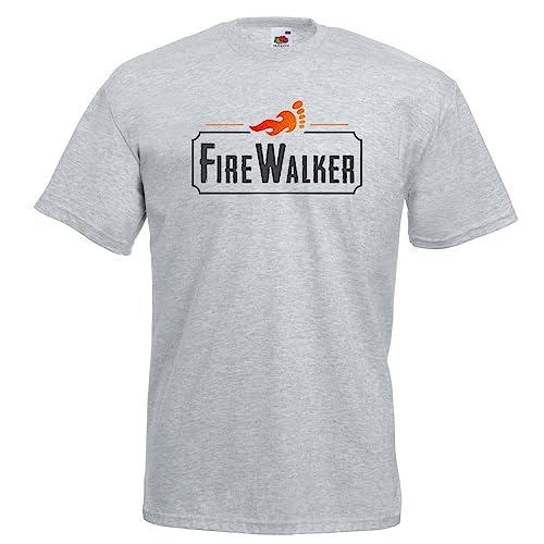 Unisex Grey Fire Walker Tony Robbins Flame Footprint T-Shirt Grey L von DADI DIGAO