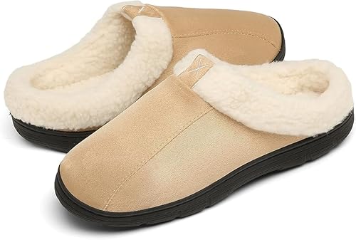 DAFENP Herren Hausschuhe Winter Memory Foam Pantoffeln Plüsch Warm Gefüttert Rutschfest Slipper für Indoor und Outdoor XZ1016-Brown3-EU46/47 von DAFENP