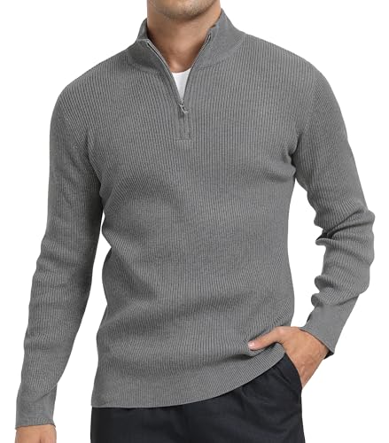 DAFENP Herren Rollkragenpullover Strickpullover Zip Pullover Winterpullover Turtleneck Pulli Arbeitspullover Warm Winter Langarmshirt Sweater FS6783M-DarkGrey-M DAFENP Herren Rollkragenpullover Strickpullover Zip Pullover Winterpullover Turtleneck Pulli Arbeitspullover Warm Winter Langarmshirt Sweater FS6783M-DarkGrey-M von DAFENP