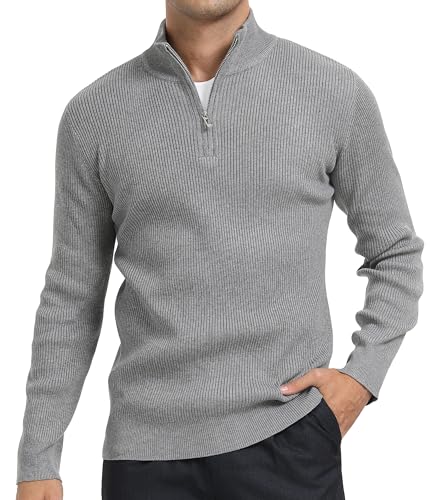DAFENP Herren Rollkragenpullover Strickpullover Zip Pullover Winterpullover Turtleneck Pulli Arbeitspullover Warm Winter Langarmshirt Sweater FS6783M-LightGrey-M DAFENP Herren Rollkragenpullover Strickpullover Zip Pullover Winterpullover Turtleneck Pulli Arbeitspullover Warm Winter Langarmshirt Sweater FS6783M-LightGrey-M von DAFENP