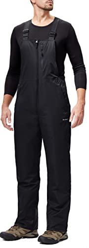 DAFENP Herren Skihose Latzhose Wasserdicht Schneehose Softshellhose Winter Warm Gefüttert Snowboardhose Overall mit Verstellbaren Hosenträgerhose HXK8012M-Black-2XL von DAFENP