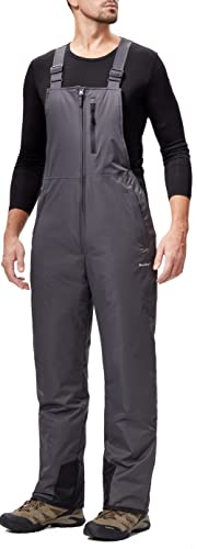 DAFENP Herren Skihose Latzhose Wasserdicht Schneehose Softshellhose Winter Warm Gefüttert Snowboardhose Overall mit Verstellbaren Hosenträgerhose HXK9129M-Grey-M von DAFENP