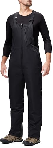 DAFENP Herren Skihose Latzhose Wasserdicht Schneehose Softshellhose Winter Warm Gefüttert Snowboardhose Overall mit Verstellbaren Hosenträgerhose HXK9129M-Black-2XL von DAFENP