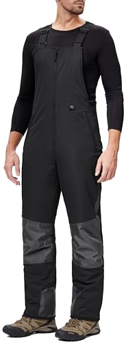 DAFENP Herren Skihose Latzhose Wasserdicht Schneehose Softshellhose Winter Warm Gefüttert Snowboardhose Overall mit Verstellbaren Hosenträgerhose HXK9229M-Black-L von DAFENP