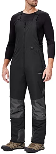 DAFENP Herren Skihose Latzhose Wasserdicht Schneehose Softshellhose Winter Warm Gefüttert Snowboardhose Overall mit Verstellbaren Hosenträgerhose MSHXK8114M-Black-2XL von DAFENP