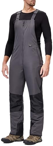 DAFENP Herren Skihose Latzhose Wasserdicht Schneehose Softshellhose Winter Warm Gefüttert Snowboardhose Overall mit Verstellbaren Hosenträgerhose HXK9229M-Grey-2XL von DAFENP