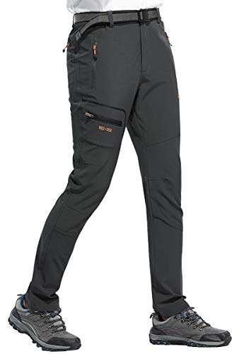 DAFENP Herren Wanderhose Outdoorhose Wasserdicht Softshellhose Sommer Atmungsaktiv Schnell Trockend Leicht Trekkinghose KZ1605M-Grey3-L von DAFENP