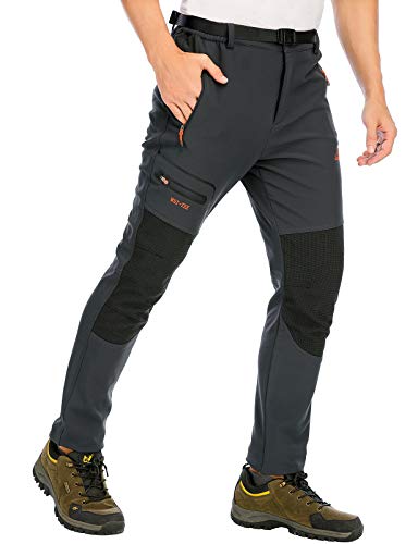 DAFENP Herren Wanderhose Outdoorhose Wasserdicht Softshellhose Winddicht Winter Skihose Snowboardhose Warm Gefüttert Trekkinghose KZ1662M-DarkGrey4-XL von DAFENP