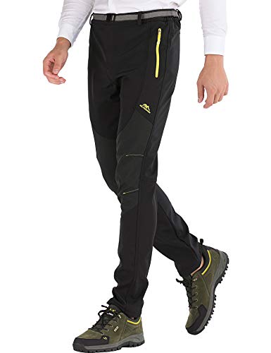 DAFENP Herren Wanderhose Skihose Wasserdicht Softshellhose Winddicht Winter Outdoorhose Snowboardhose Warm Gefüttert Trekkinghose KZ28835M-Black-M von DAFENP