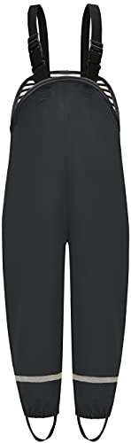 DAFENP Kinder Regenhose Wasserdicht Matschhose Winddicht Regenlatzhose mit Atmungsaktiv Textilfutter Buddelhose für Jungen Mädchen YK1335H-Black-128 von DAFENP