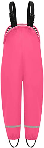 DAFENP Kinder Regenhose Wasserdicht Matschhose Winddicht Regenlatzhose mit Atmungsaktiv Textilfutter Buddelhose für Jungen Mädchen YK1335H-Pink-98 von DAFENP