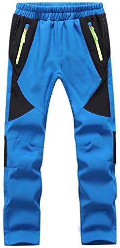 DAFENP Kinder Softshellhose Skihose Warm Gefüttert Thermohose Winter Wasserdicht Winddicht Schneehose Jungen Mädchen Wanderhose KZ2001-Blue-M von DAFENP