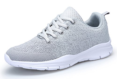 DAFENP Sportschuhe Laufschuhe Atmungsaktiv Leichte Turnschuhe Gym Fitness Sneaker für Herren Damen (Grau, Numeric_43) von DAFENP