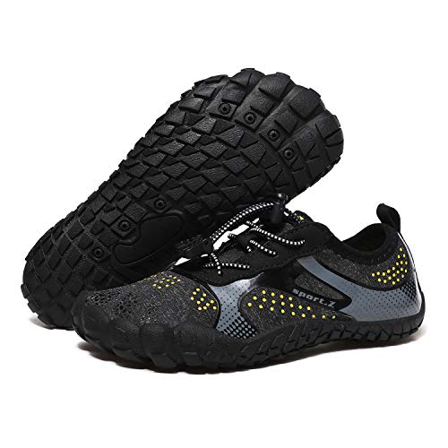 DAFENP Wasserschuhe Barfußschuhe Kinder Schnell Trocknend Badeschuhe Schwimmschuhe Leicht rutschfest Strandschuhe Aquaschuhe für Jungen Mädchen SUX206-Black-EU31 von DAFENP