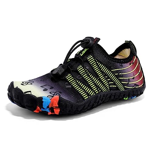 DAFENP Wasserschuhe Barfußschuhe Kinder Schnell Trocknend Badeschuhe Schwimmschuhe Leicht rutschfest Strandschuhe Aquaschuhe für Jungen Mädchen SUX6939-Black-EU26 von DAFENP