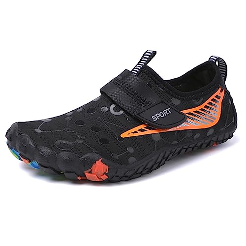 DAFENP Wasserschuhe Barfußschuhe Kinder Schnell Trocknend Badeschuhe Schwimmschuhe Leicht rutschfest Strandschuhe Aquaschuhe für Jungen Mädchen SUXH1-Black-EU33 von DAFENP