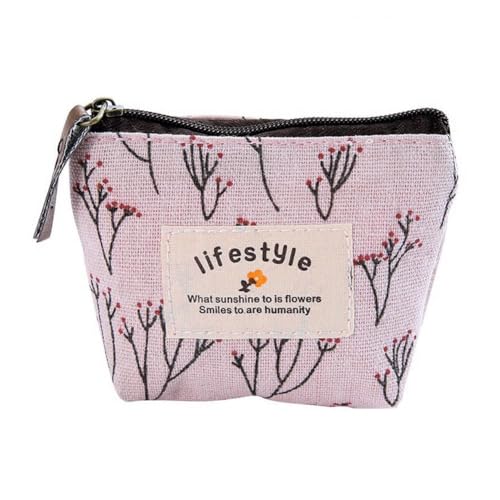 Frische, fragmentierte Blumen-Null-Geldbörse, pastoraler Stil, Mini-Cartoon-Canvas-Tasche, Reißverschluss, Kosmetiktasche, Schlüssel-Tragetasche, rose, Free Size von DAGESVGI