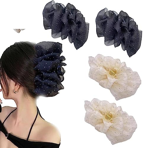 Sommer Süße Mesh Tüll Große Bogen Haar Klaue Clips Für Frauen Elegante Pferdeschwanz Zubehör Bowknot Clip Kopfschmuck von DAGESVGI