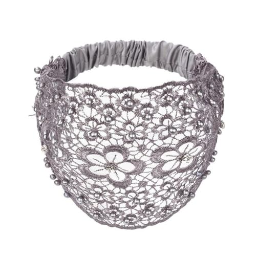 Spitzen-Stirnbänder für Damen, breite florale Perlen, Spitze, Stirnband, elastisches Haarband, weiß, Zubehör, Kopfschmuck, Haarnetz-Stirnband von DAGESVGI