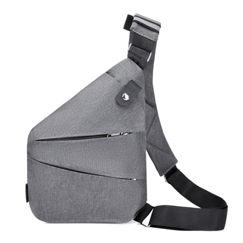 Wander Plus Anti-Diebstahl-Tasche, wasserdicht, schmal, Umhängetasche, Umhängetasche, Herren, Brusttasche, Tagesrucksack für Reisen, Outdoor, grau, Right Shoulder von DAGESVGI