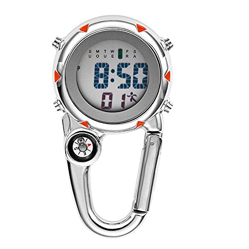 DAGIJIRD Alloy Backpack Clip On Band Karabiner Digital Sport Fob Watch Digital Movement Luminous for Wiker, Orange von DAGIJIRD