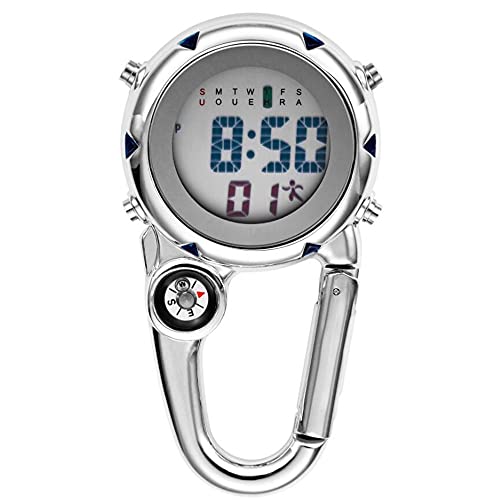 DAGIJIRD Alloy Backpack Clip On Band Karabiner Digital Sport Fob Watch Digital Movement Luminous for Wiker, blau von DAGIJIRD