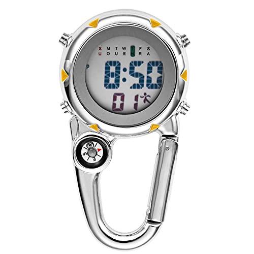 DAGIJIRD Alloy Backpack Clip On Band Karabiner Digital Sport Fob Watch Digital Movement Luminous for Wiker, gelb von DAGIJIRD