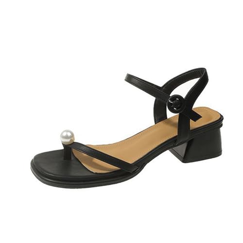 DAGIN Flache Damensandalen, elegante Sommer-Riemchen-Strandsandalen mit elastischem T-Riemen von DAGIN