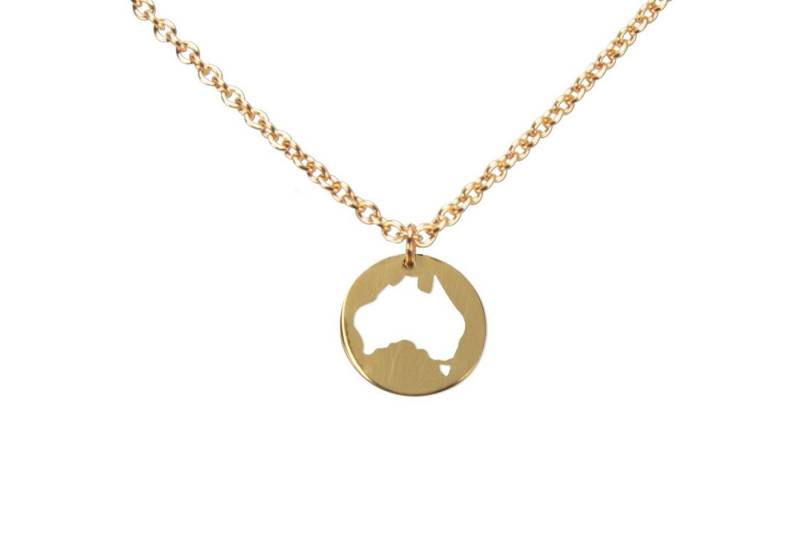 DAHEIM Kette mit Anhänger Halskette Australien (vergoldet), - filigrane Kette Down Under für Damen und Frauen, Heimat-Schmuck Aust von DAHEIM