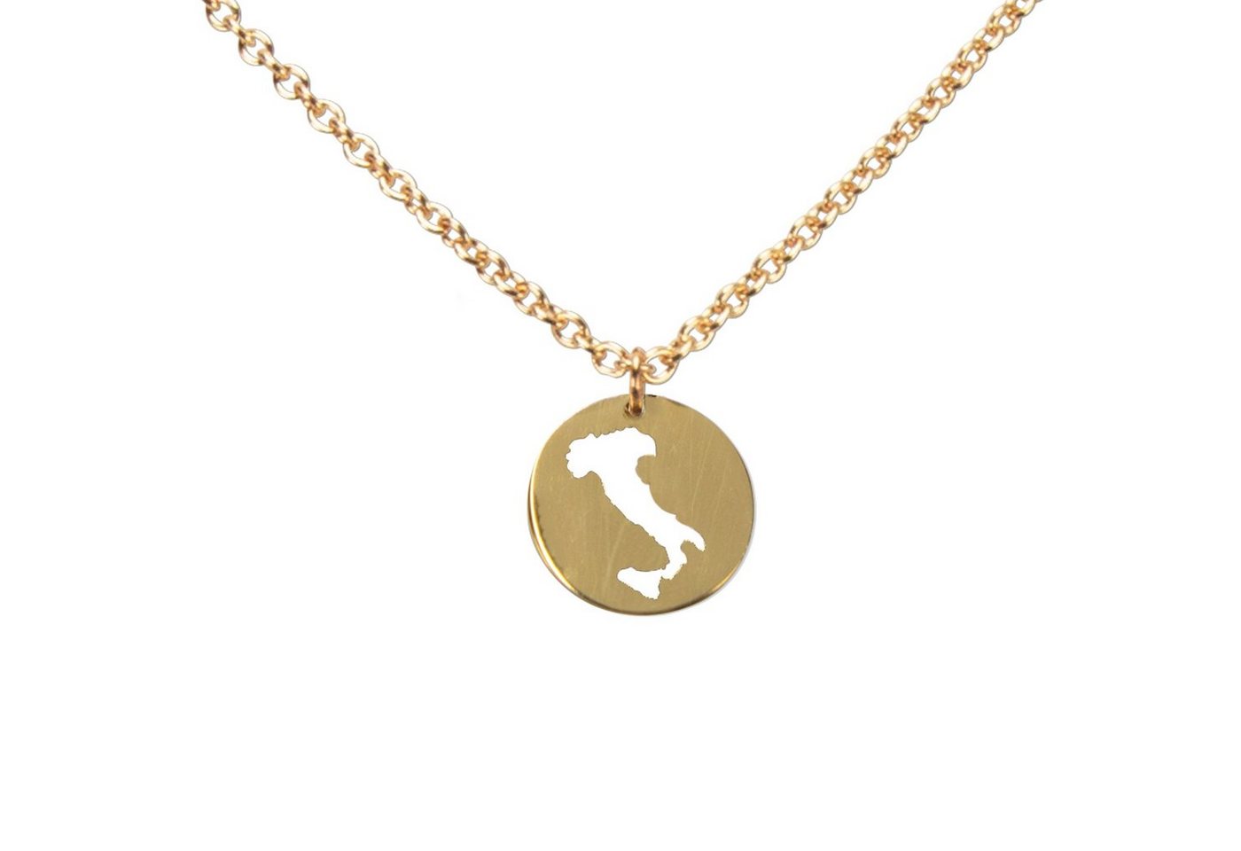 DAHEIM Kette mit Anhänger Halskette Italien (vergoldet), - filigrane Kette des italienischen Stiefels von DAHEIM