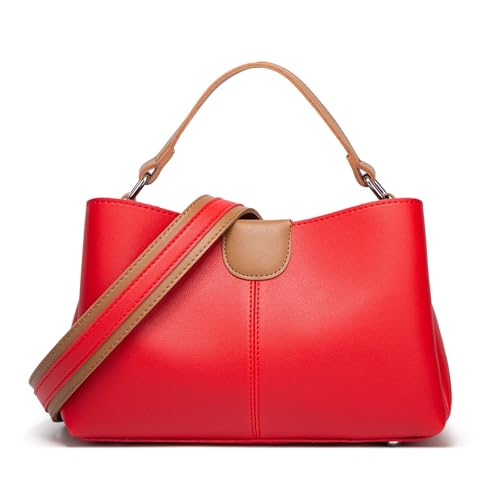 DAHONGZI Handtasche Mode Damen Handtasche wasserdichte multifunktionale Schultertasche Umhängetasche einfache Büroangestellte Einkaufstasche Schuleinkaufstasche Reisetasche(Red) von DAHONGZI