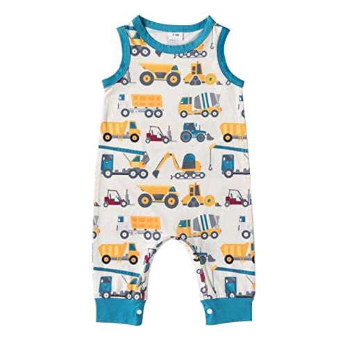 Baby Mädchen Jungen ärmelloses Auto Cartoon Animal Prints Strampler Neugeborene Bodysuits Overall Baby Body 56 Kurzarm von DAIFINEY