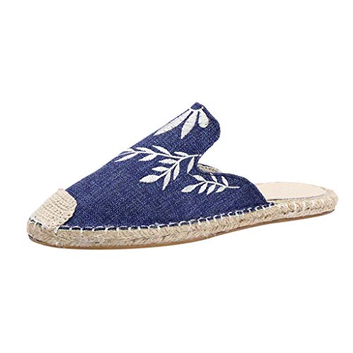 DAIFINEY Damen Hausschuhe Bestickte Schuhe Stickerei Chinesische Folk-Gewohnheit Retro Bequem Pantoffeln Kuschelige Home Indoor Outdoor Slippers Freizeit(1-Blau/Dark Blue,39) 340 von DAIFINEY