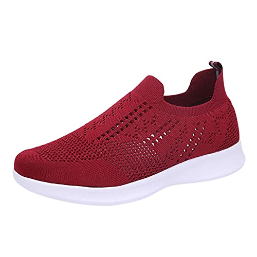 Damen Segelschuhe Unisex Mesh Bootschuhe Slipper Mokassins Espadrilles Wanderschuhe Slip On Loafer Schuhe Reiseschuh Freizeitschuh(Damen-Rot/Red,39) 1386 von DAIFINEY