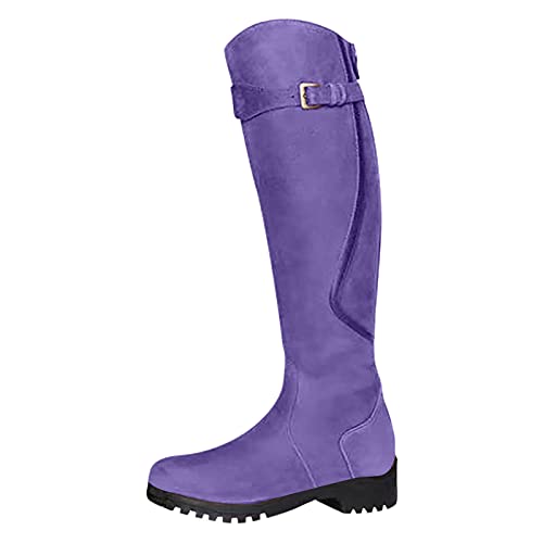 DAIFINEY Damen-Winter-Ritterstiefel mit Reißverschluss in der Mitte des Rohrs, rund, modische Stiefel, Damen-Stiefel, Zehenschuhe, Damenstiefel Damen Größe 40 von DAIFINEY