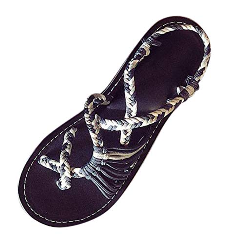 DAIFINEY Frauen Seil und Seil Flops Sandalen Roman Beach Schuhe Hausschuhe Schuhe Damen Elegant Kleiner Absatz von DAIFINEY