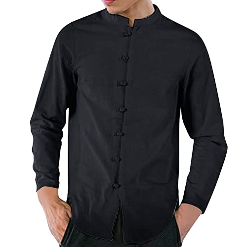 DAIFINEY Herren-Langarmhemden, chinesischer Knoten, Button-Down-Strand, Yoga, lässige Sommerhemden Hemd Glänzend Herren von DAIFINEY