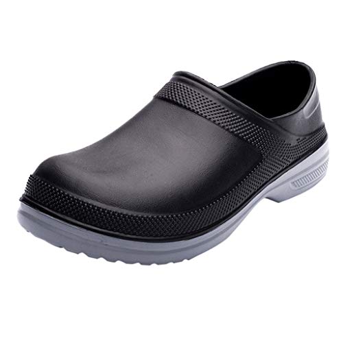 DAIFINEY Herren Leichte PU Gartenclogs Gartenschuhe Bio Comfort rutschfest für Garten, Haus und Hof,alle Jahreszeiten,Indoor und Outdoor Freizeitschuhe(Schwarz/Black,44) von DAIFINEY