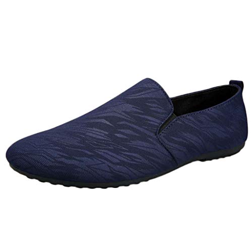 DAIFINEY Herren Mokassin Slipper Schlüpfschuh Slip-on modisch Freizeitschuh Klassisch Penny Loafers Gemütlich Handgefertigt Halbschuhe,mit verbreiterter Auftrittsfläche(Blau/Blue,43) von DAIFINEY