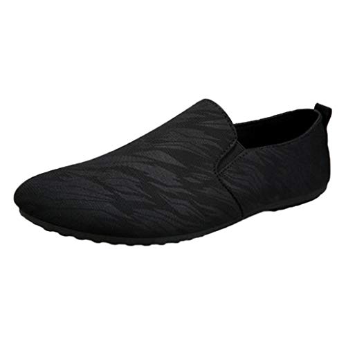 DAIFINEY Herren Mokassin Slipper Schlüpfschuh Slip-on modisch Freizeitschuh Klassisch Penny Loafers Gemütlich Handgefertigt Halbschuhe,mit verbreiterter Auftrittsfläche(Schwarz/Black,43) von DAIFINEY