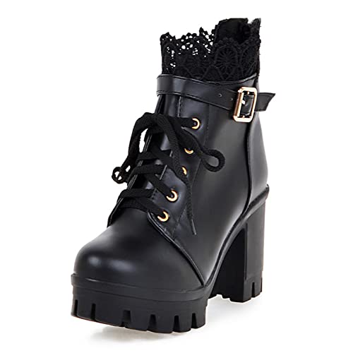 DAIFINEY Höhe Winter Herbst Steigende Damen Stiefel Stiefel Stiefel Spitze Damen Damen Stiefel Jack Bambina Schwarz von DAIFINEY