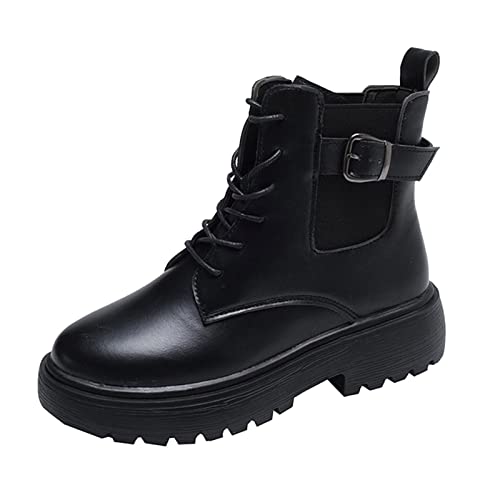 DAIFINEY Mode Herbst Damen Stiefeletten Runde Zehe Schnürung Dicke Sohle rutschfest Bequem Miniatur von DAIFINEY