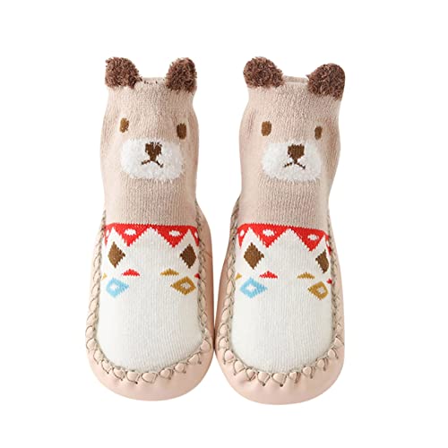 DAIFINEY Süße Kinder Kleinkind Schuhe Herbst und Winter Jungen und Mädchen Boden Socken Schuhe Flachboden rutschfest Warm Cartoon Tiermuster Winter Hausschuhe Baby 1 Jahr von DAIFINEY