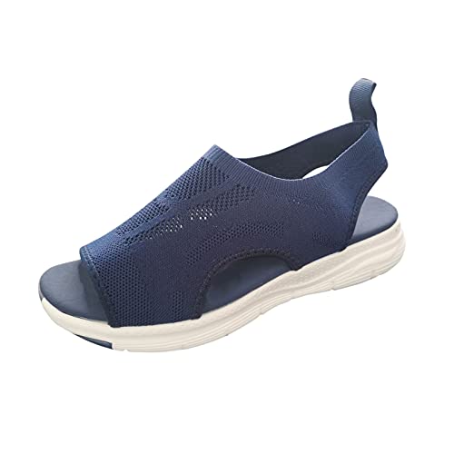 Damen Sandalen Mesh Slingback Peep Toe Slip On Sommer Sandals Freizeitschuhe(3-Blau/Blue,40) 994 von DAIFINEY
