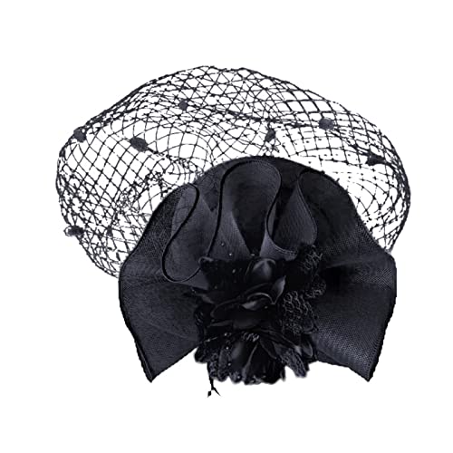 Fahrrad Mixer Hüte für Damen Fascinators Damen Pillbox Blumenhut für Tea Party Cocktail Hochzeit Kirche (Black, One Size) von DAIFINEY