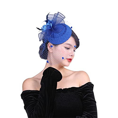 Fahrrad Mixer Hüte für Damen Fascinators Damen Pillbox Blumenhut für Tea Party Cocktail Hochzeit Kirche (Blue, One Size) von DAIFINEY