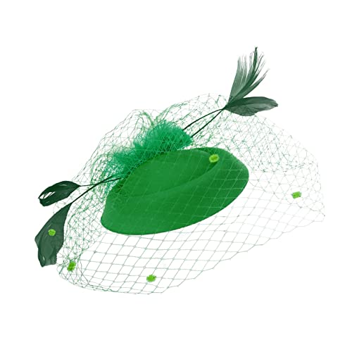 Haarband Fascinators für Frauen, Tea-Party-Stirnband, Hut, Netzfedern, Haarspange für Hochzeit, Cocktail und Kirche (Green, One Size) von DAIFINEY