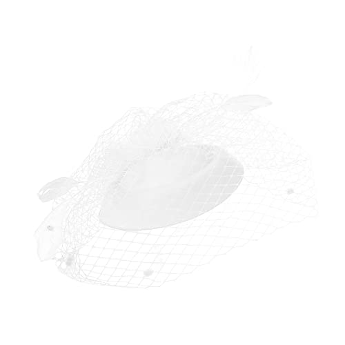 Haarband Fascinators für Frauen, Tea-Party-Stirnband, Hut, Netzfedern, Haarspange für Hochzeit, Cocktail und Kirche (White, One Size) von DAIFINEY