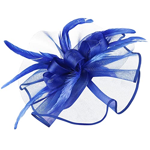 Helme Kopfbedeckungen Frauen Hut Kopfbedeckung Kirche Feder Clip Fascinator Hut Hochzeit Party Kappe für (Dark Blue, One Size) von DAIFINEY